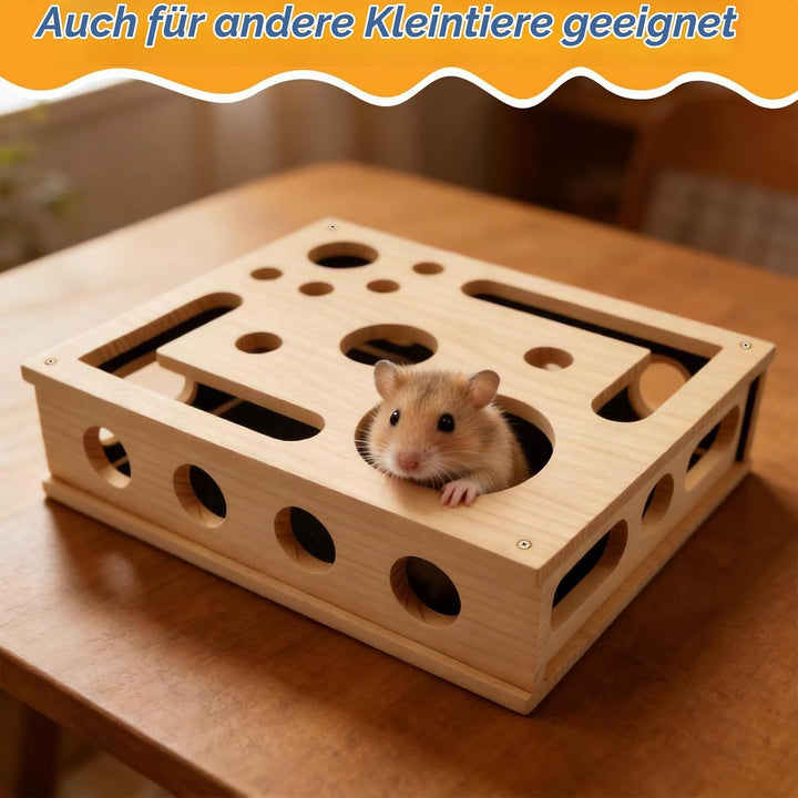Beschäftigungsbox Katzen, Kratzpuzzle Spielbox Holz Katzens, Interaktives Spielzeug Katzens mit Bäll