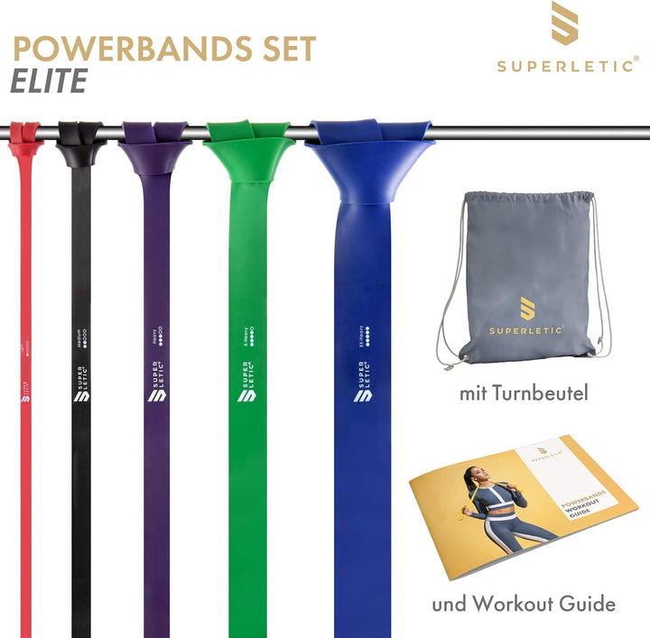 SUPERLETIC Powerbands, Widerstands-Fitness-Bänder, einzeln oder im Set, Pullup-, Resistance und Body