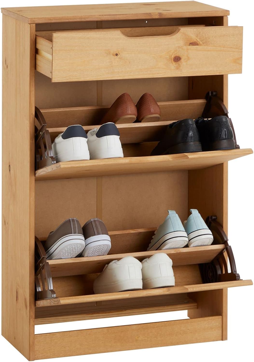 IDIMEX Schuhkipper Basil, schöner Schuhschrank aus Kiefer gebeizt/gewachst, praktische Schuhkommode
