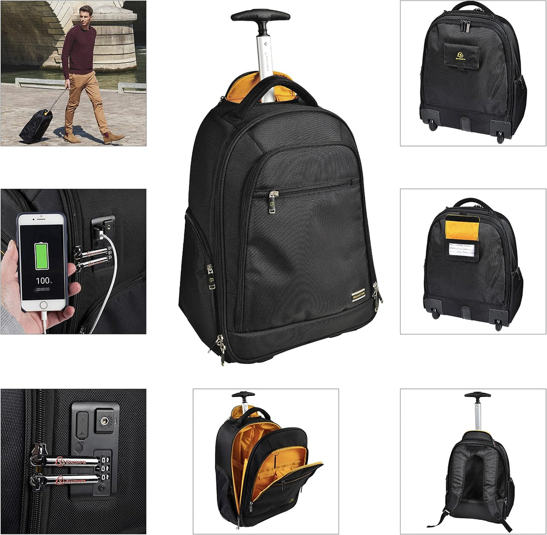 Exacompta 18634E Premium Rucksack Exabusiness mit 15,6" Laptopfach, ausziehbarer Trolleygriff und Ro