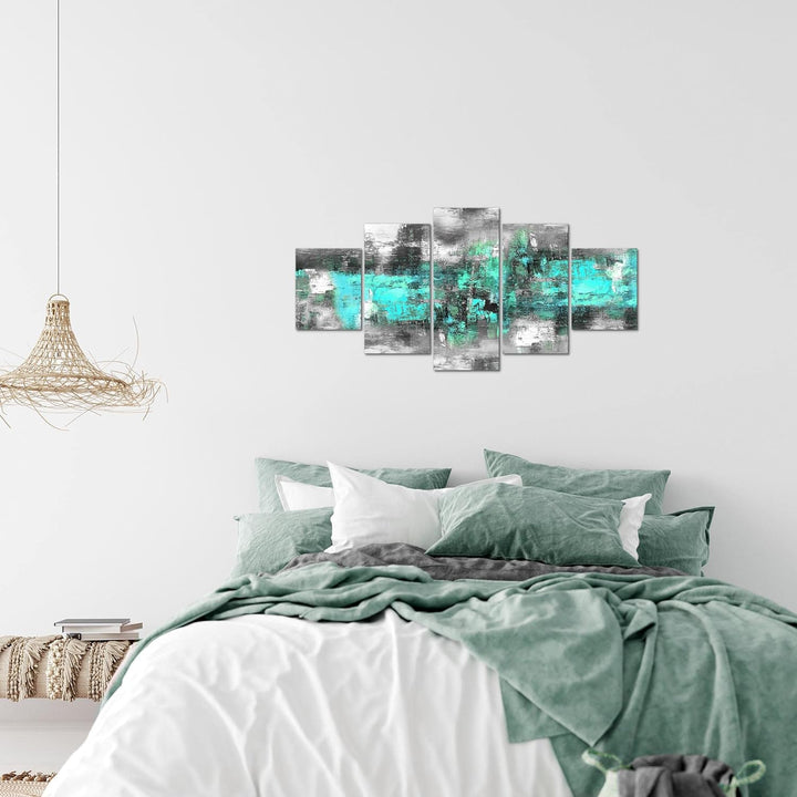 Runa Art Wandbilder Abstrakt 5 Teilig Bild auf Vlies Leinwand Deko Wohnzimmer Schlafzimmer Gemälde T