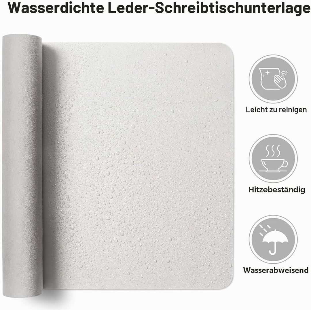Aothia Schreibtischunterlage,Mauspad mit Leder und Rutchfeste Wildleder,Multifunktionales Office Mou
