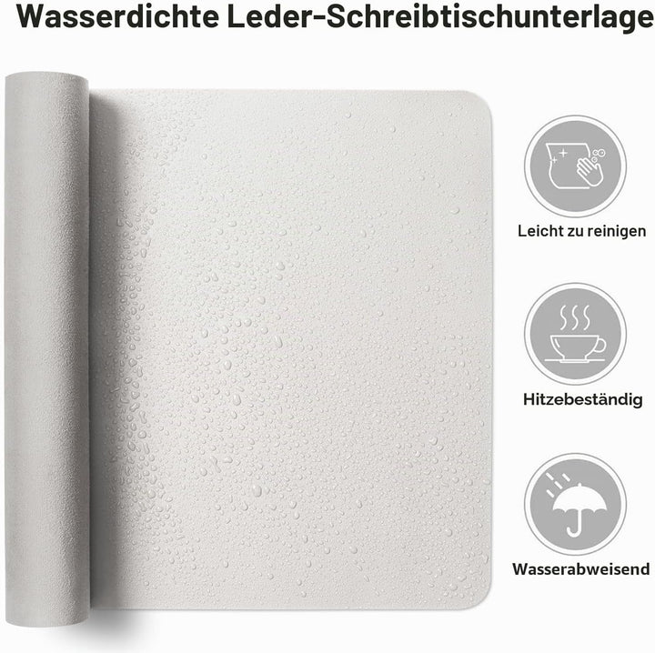 Aothia Schreibtischunterlage,Mauspad mit Leder und Rutchfeste Wildleder,Multifunktionales Office Mou