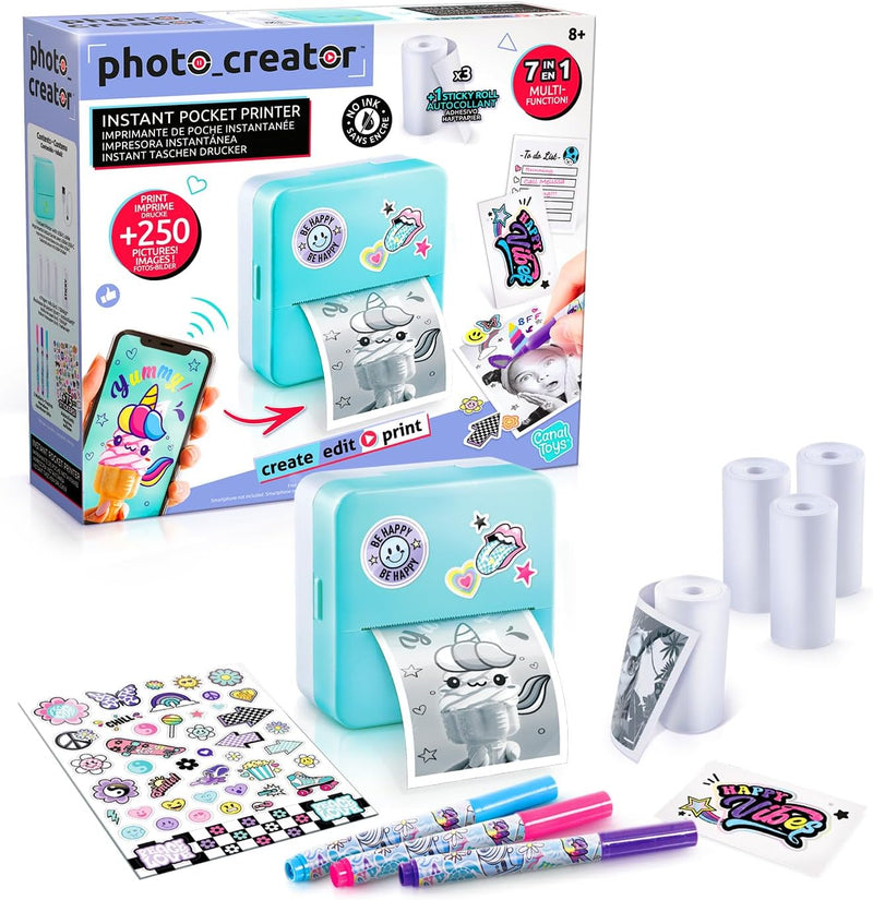 Canal Toys - Photo Creator CLK017- Taschen-Drucker Set für Smartphone mit Markern, Stickern und Ther