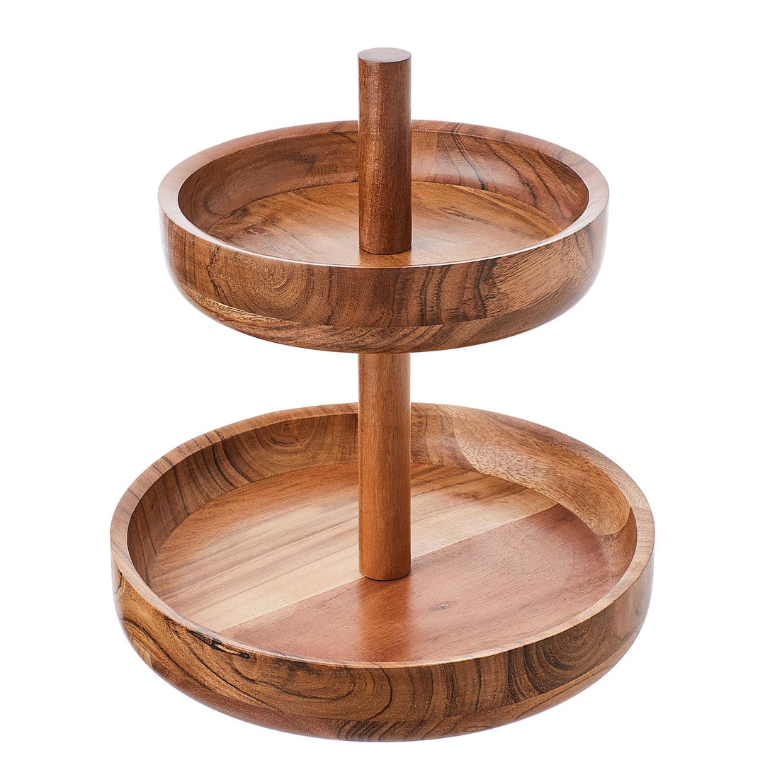 BUTLERS Etagere 2-stufig rund H27cm Akazienholz -Acacia- Serviergestell mit 2 Etagen | Servierstände