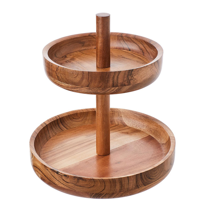 BUTLERS Etagere 2-stufig rund H27cm Akazienholz -Acacia- Serviergestell mit 2 Etagen | Servierstände