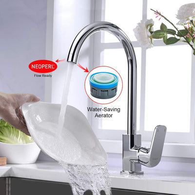 Ibergrif M14020 Einhebel Küchenarmatur, Hoch Wasserhahn für Bad mit Auslauf Höhe 270 mm, Chrom, Silb