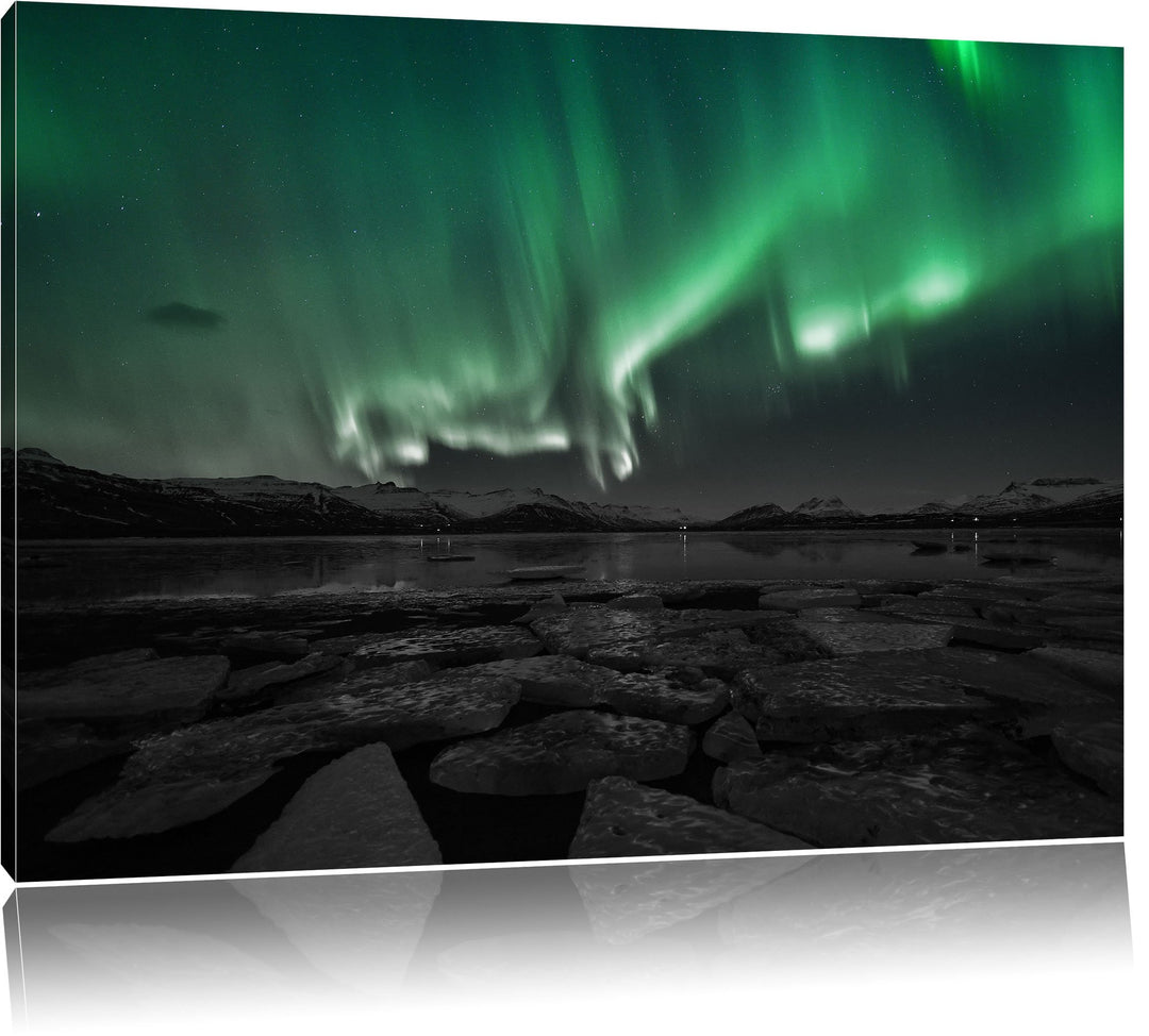 Pixxprint Polarlicht am Himmel als Leinwandbild/Grösse: 100x70 / Wandbild/Kunstdruck/fertig bespannt