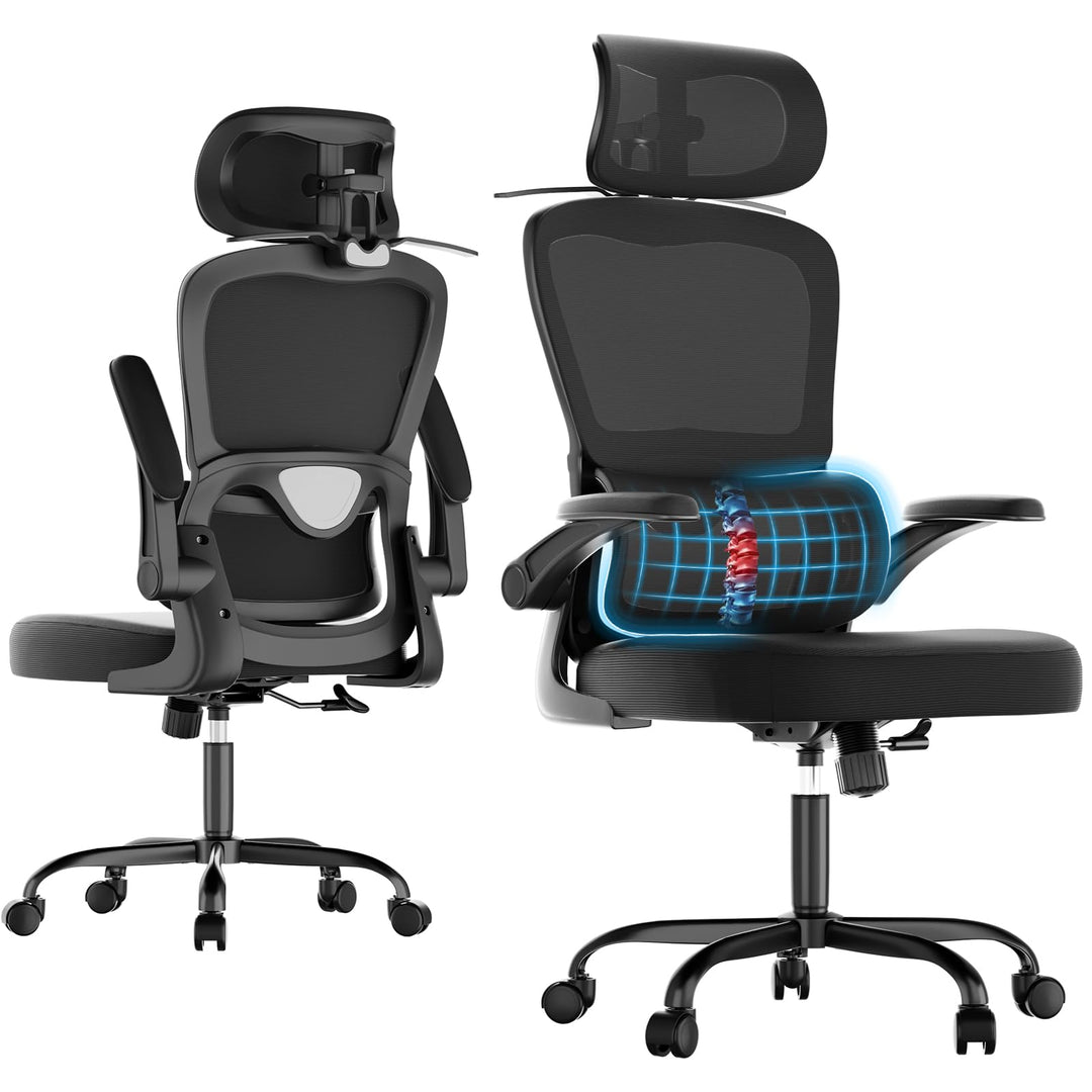 Farini Schreibtischstuhl mit Kleiderständer Bürostuhl Ergonomisch mit Verstellbarer Kopfstütze, Offi