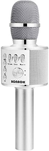BONAOK Drahtloses Bluetooth-Karaoke-Mikrofon, Tragbares 3-in-1-Karaoke-Handmikrofon Geburtstagsgesch