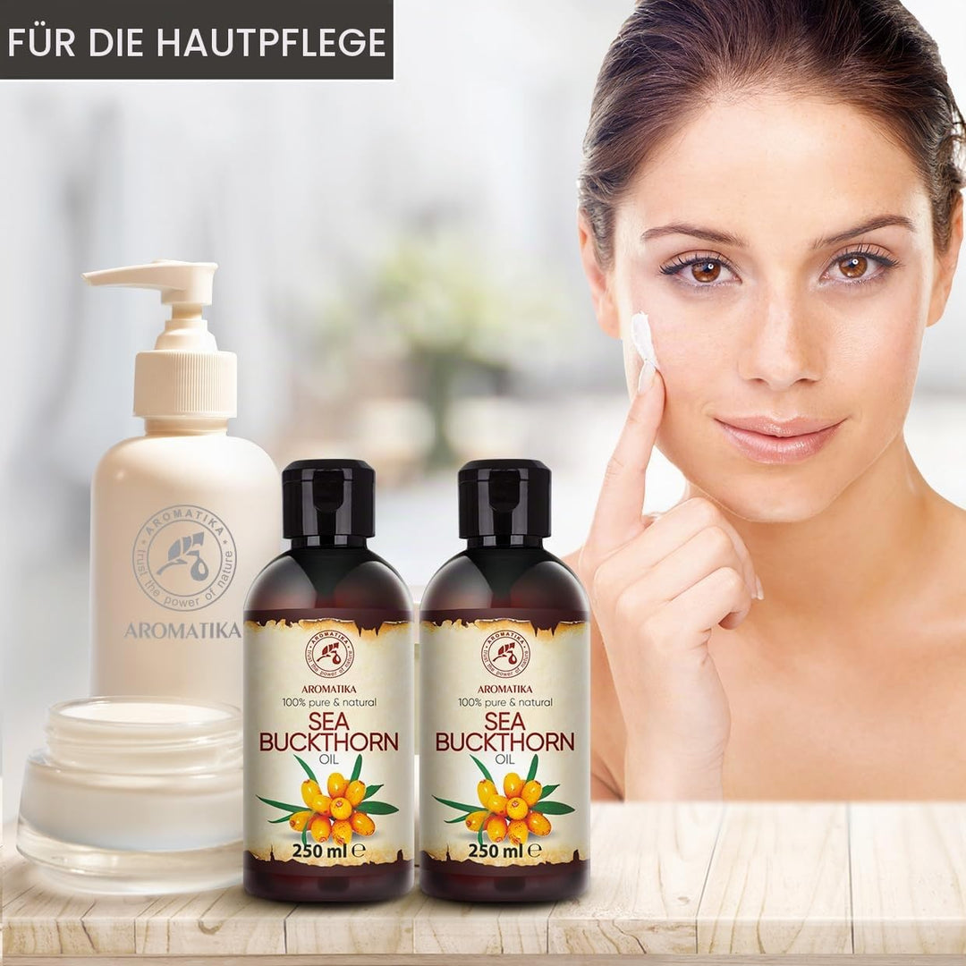 Sanddornöl Set 2x250ml - Hippophae Rhamnoides - Kaltgepresst - Sanddorn Öl - Sea Buckthorn Oil - Rei