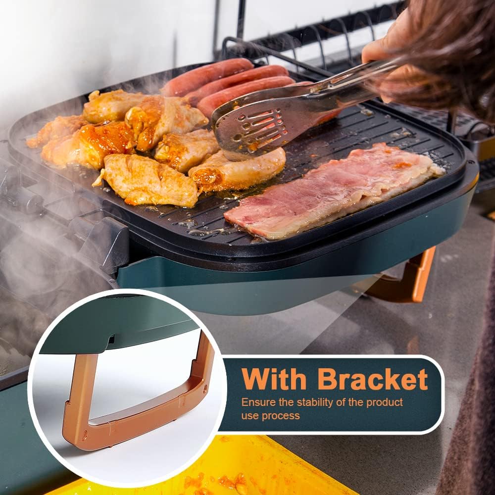 Uten Hot Pot Barbecue, 2 in1 Multifunktion Doppelbratpfanne Grill mit Antihaftbeschichteter Oberfläc