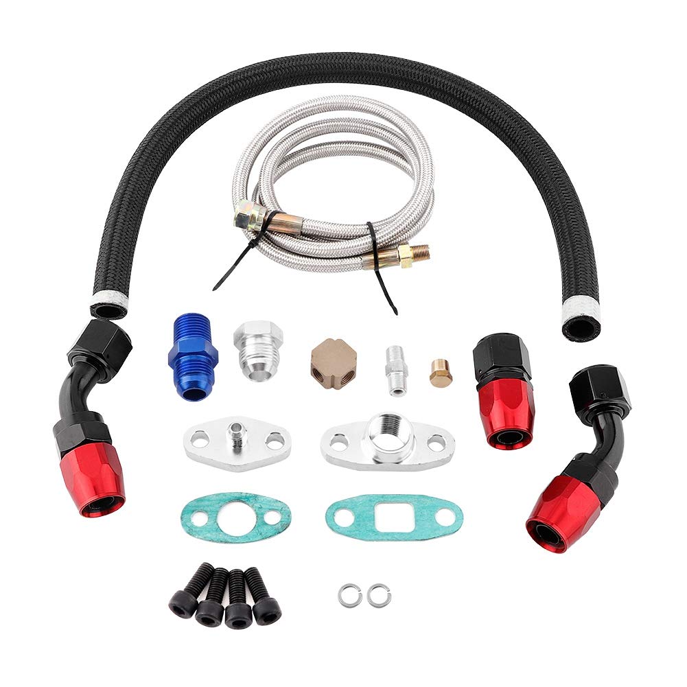 Turbolader-Ölablass-Kit Turbo-Ölzufuhr-Rücklaufleitung AN10 Fitting Adapter Flansch-Kit für T3 T4 GT