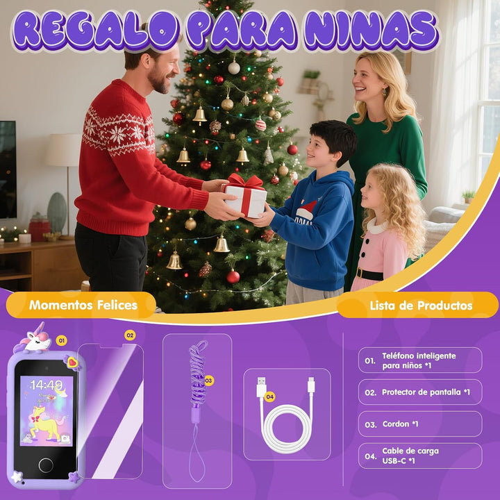 Fippesax Kinder Handy Smartphone Spielzeug, Kinderkamera Handy für Mädchen & Jungen, 20 lernspiele,