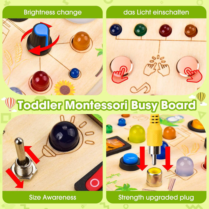 Fwiull Montessori Spielzeug ab 1 Jahr,Baby Montessori Busy Board,Activity Board Montessori ab 2 Jahr