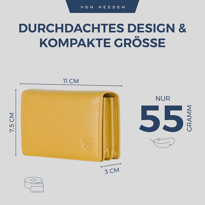 VON HEESEN® Visitenkartenetui Leder mit RFID-Schutz - Platz für 50 Visitenkarten - 6 Fächer - Visite