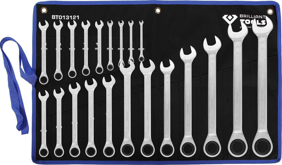 BRILLIANT TOOLS BT013121 Ratschenringschlüssel-Satz, 21-tlg, 6 - 32 mm [Powered by KS TOOLS] 6 - 32