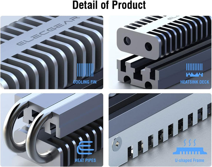 ElecGear EL-80P M.2 2280 SSD Kühlkörper, Heatpipe + Doppeldecker-Kühler aus Aluminium Heatsink für 8
