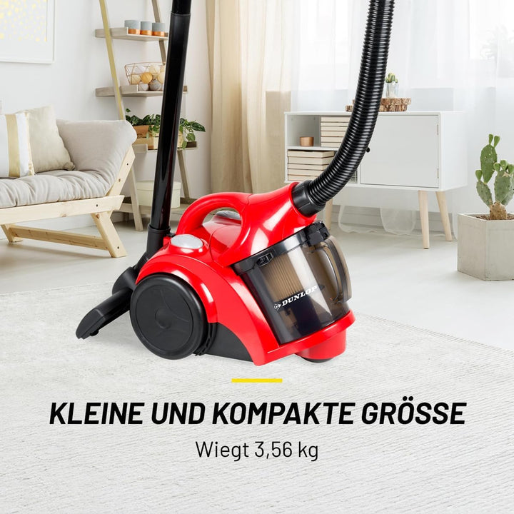 DUNLOP Staubsauger ohne Beutel - Bodenstaubsauger 700W - Starke Leistung - Mit Kabelaufrollung - Ink