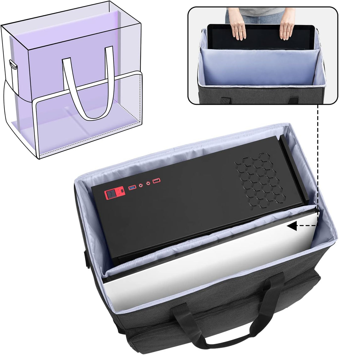 CURMIO Reisetasche für Desktop Computer und Monitor, Tragetasche für Computer PC-Gehäuse, Tastatur,