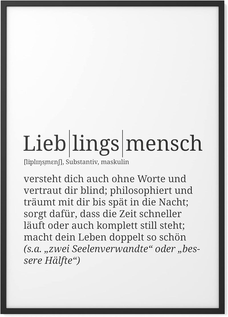 Papierschmiede® Definition: Lieblingsmensch, DIN A1 (59x84 cm), XXL Poster für Wohnzimmer, Schlafzim