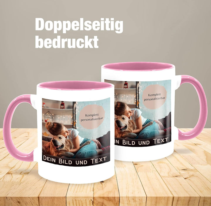 Tasse Tassen 325ml - eigenem - Foto Bild Geschenk I Dein Bild und Text - 325 ml - Rosa - fototasse c