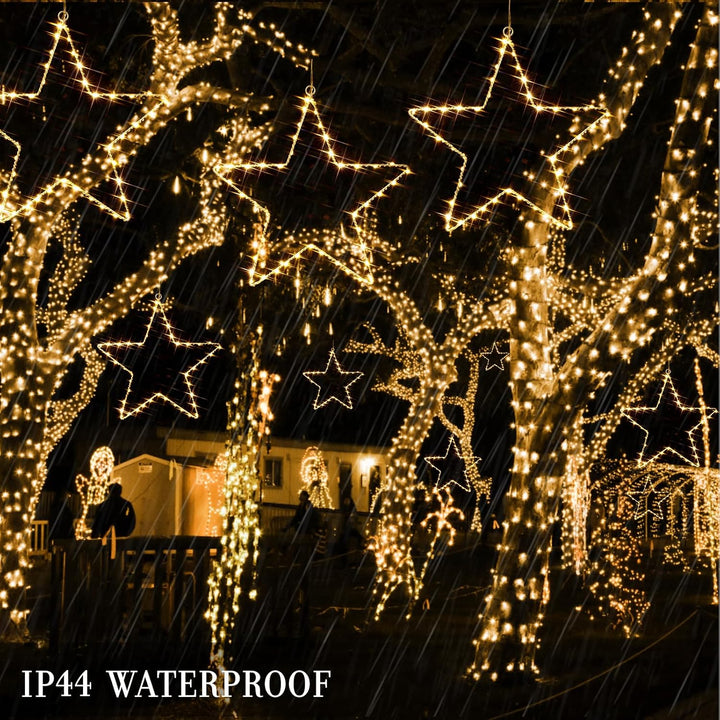 GlobaLink 3 Stück LED Weihnachtsstern Beleuchtung, Weihnachtsdeko Fenster mit 135 LEDs 8 Modi Batter