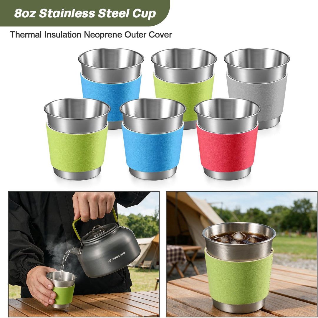Odoland Camping Geschirr Set, Kochgeschirr für Outdoor Kochen für Camping, Rucksacktourismus, Kochen