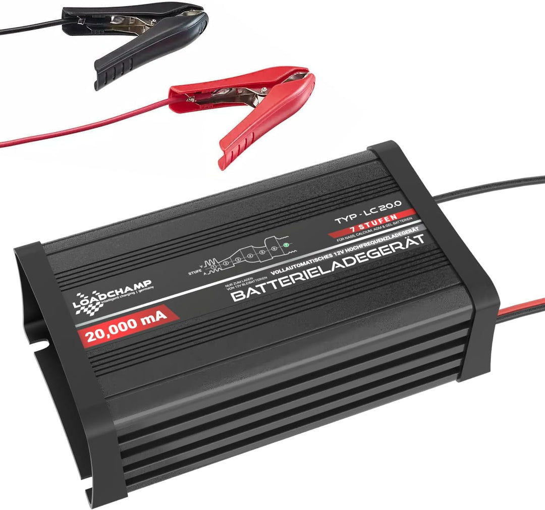 Loadchamp 20A automatisches Batterie Ladegerät AGM Gel Calcium Solar Akku LKW Batterie