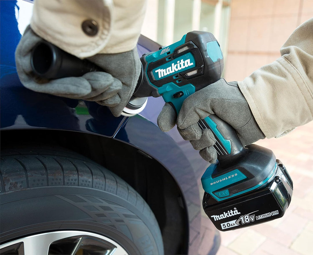 Makita DPV300RTJ 18V Li-ion LXT Bürstenloser Schleifer/Polierer komplett mit 2 x 5,0 Ah Akkus und La