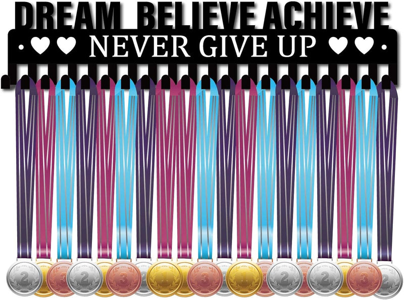 CREATCABIN Medaillenhalter Display Aufhänger Rack Sports Dream Believe Achieve Never Give Up Wandhal