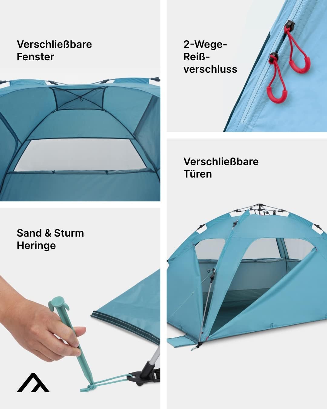 qeedo Quick Palm Strandmuschel mit UV-Schutz (UV80), kleines Packmass, schnell aufzubauender Sonnens