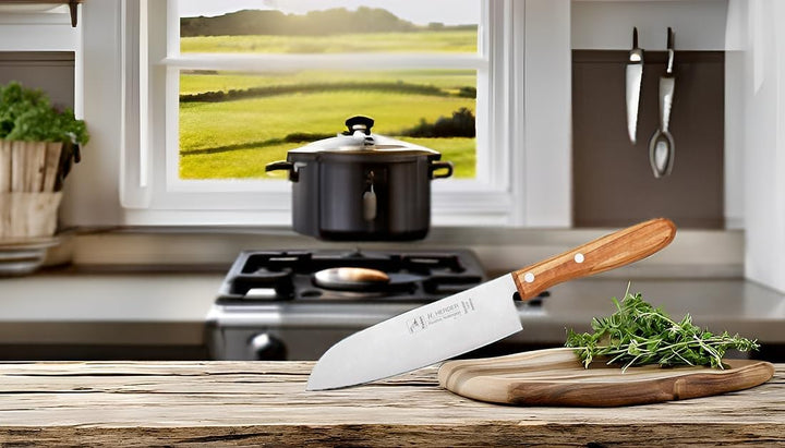 Solingen Santoku Kochmesser H. Herder 29cm Olive extra scharfer Solinger Handabzug rostfrei Santokum