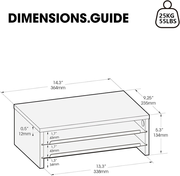 Fenge Monitorständer, Monitorerhöhung mit Ablage, Holz und Metall, Schreibtisch-Organizer für Zuhaus