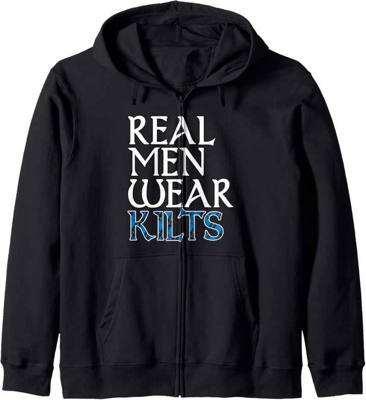 Highlander Games Blue Tartan Plaid Real Men Wear Kilts Kapuzenjacke