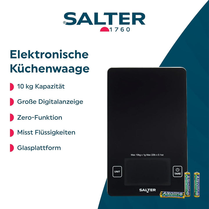 Salter Küchenwaage mit hoher Kapazität – 10 kg Kapazität, grosse Digitalanzeige, Funktion Zero, miss