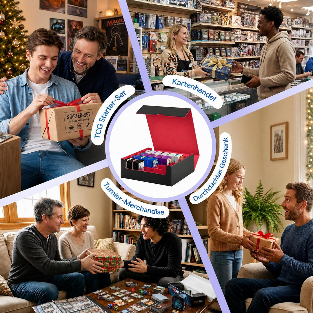 Sammelkarten-Aufbewahrungsboxen für 1800+ Karten, Premium Magnetic Deck Boxen, Leather Deck Case mit