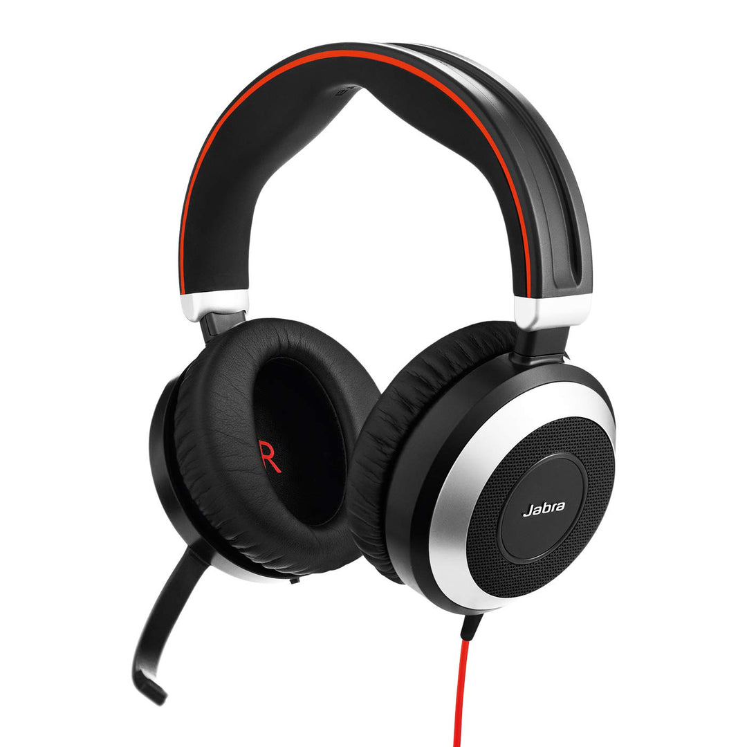 Jabra Evolve 80 UC Stereo Over-Ear Headset, kabelgebunden – Unified Communications Kopfhörer mit akt