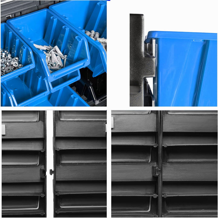 Lagersystem Wandregal 770 x 780 mm | 58 stck. Box | Stapelboxen Schüttenregal Sichtlagerkästen | Ext