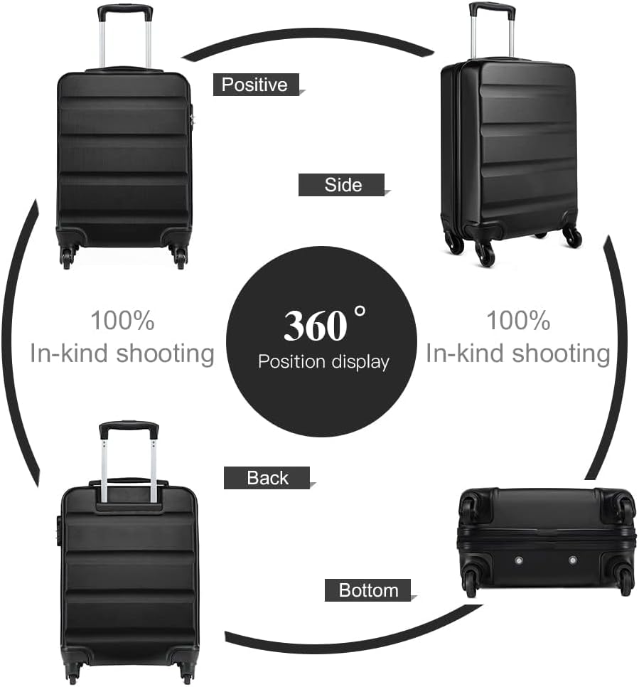 KONO Handgepäck Koffer Leicht Reisekoffer mit Rollen und TSA Schloss, Klein Koffer Trolley Handgepäc