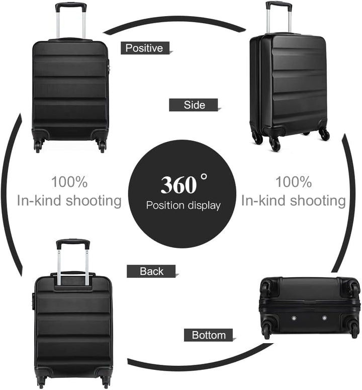 KONO Handgepäck Koffer Leicht Reisekoffer mit Rollen und TSA Schloss, Klein Koffer Trolley Handgepäc