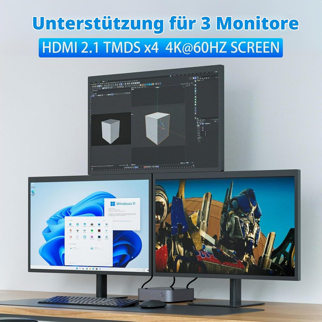 DreamQuest Mini PC Windows 11 Pro Vorinstalliert 16GB RAM 512GB SSD Intel N95 (bis zu 3.4Ghz) Micro