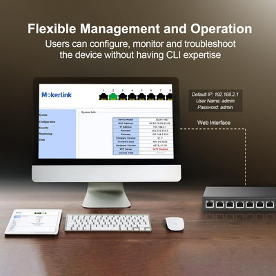 MokerLink 8 Port 2.5G Ethernet Managed Switch mit 10G Ethernet Uplink, 8 x 2.5G Base-T Ports kompati