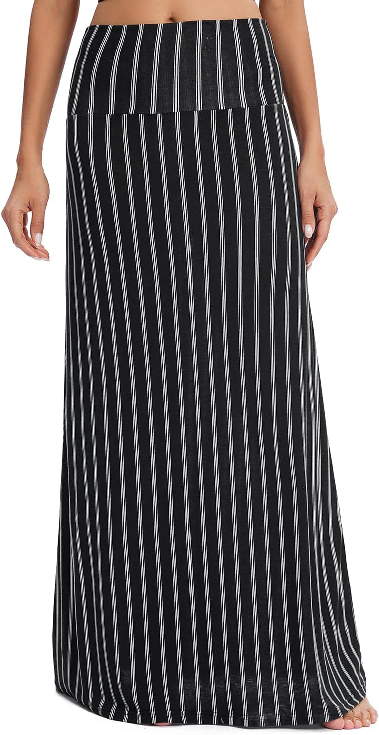 Damen Sommer Hohe Taille Boho Yoga Maxi Rock Elastisch Pull On Lang Röcke XL 15, XL 15