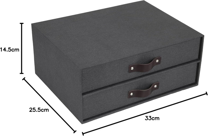 BIGSO BIRGER Schubladenbox – Aufbewahrungsbox mit 2 Schubladen – Schreibtisch Ablage für Dokumente &