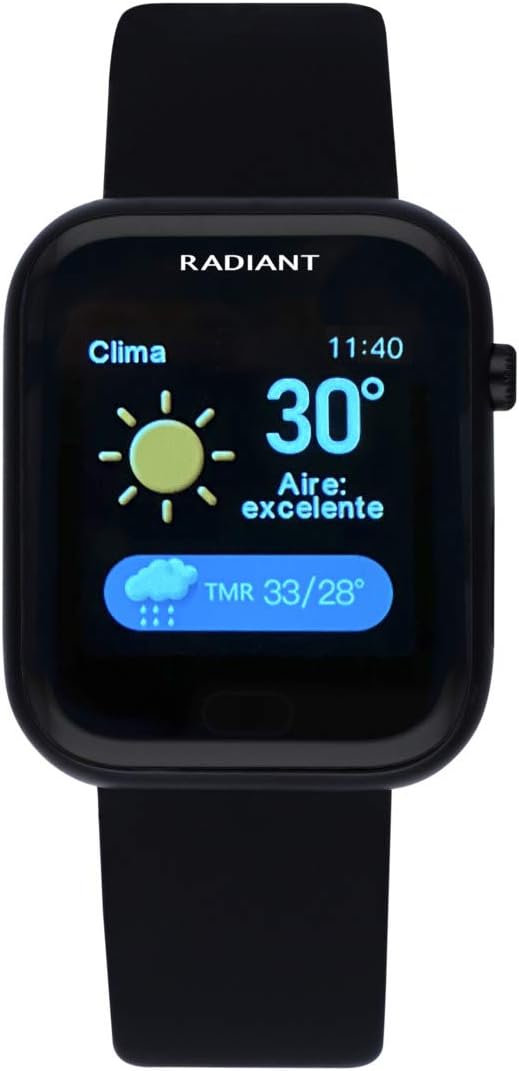 Radiant Manhattan Smartwatch Kollektion Schwarz mit Silikonband IP68 35 mm RAS10101, Schwarz, Streif