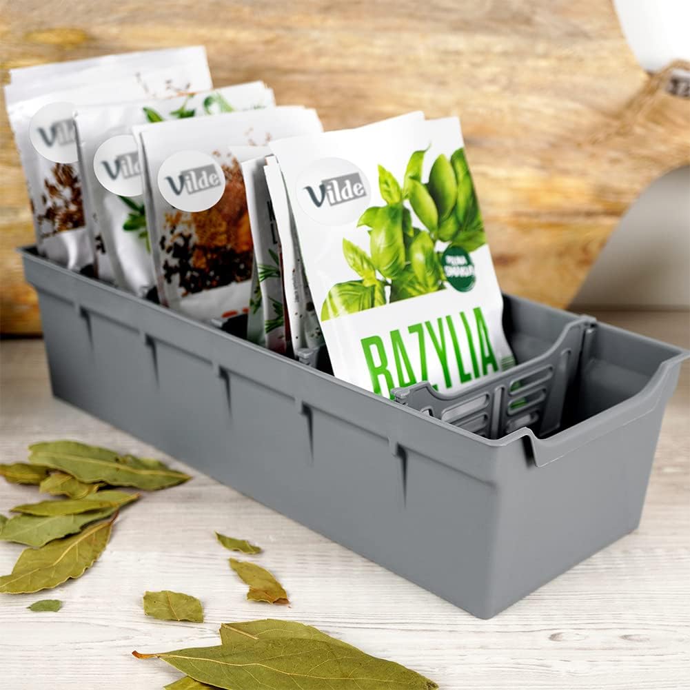 ORION Organizer für GEWÜRZE Tüten Gewürzbehälter Küchenorganizer GRAU