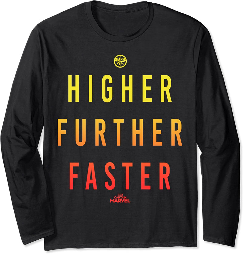 Captain Marvel Higher Further Faster Gradient Text Fill Langarmshirt