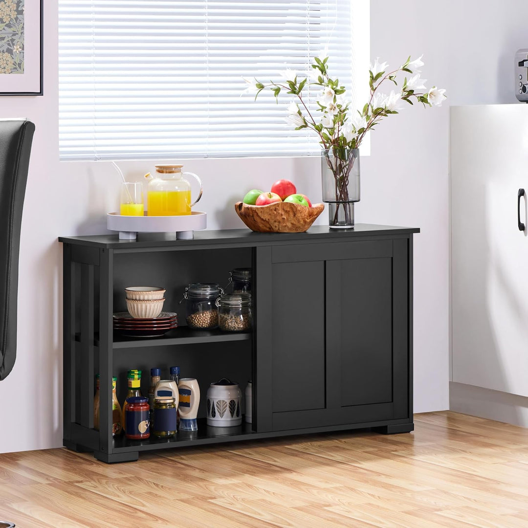 Yaheetech Küchenschrank Aufbewahrungsschrank mit Stauraum und Schiebetüren Konsolentisch Sideboard a