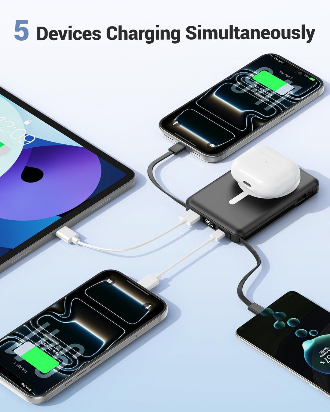 Powerbank für MagSafe, 10000mAh Magnetische Powerbank iPhone Schwarz 10000.0 Milliamperestunden (mAh